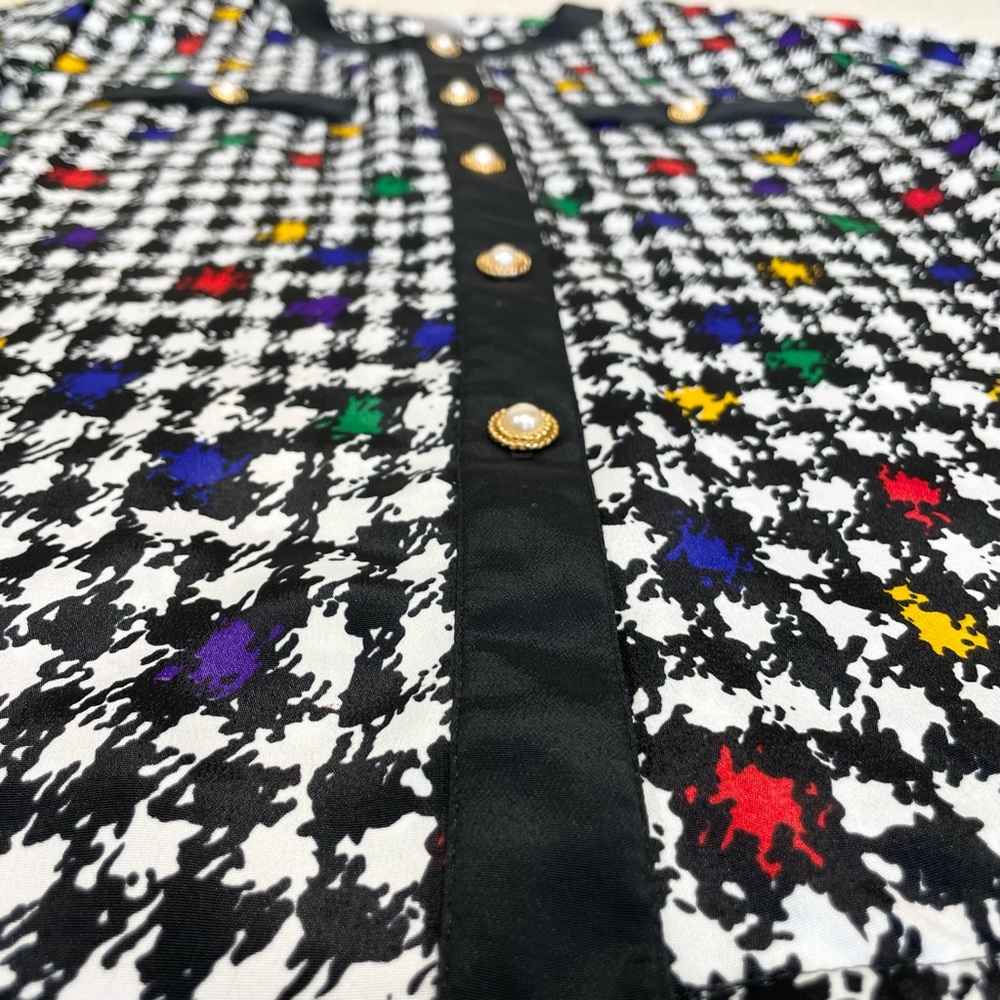 Vintage Impressions of California Colorful Houndstooth Button Down Blouse - Picture 8 of 14